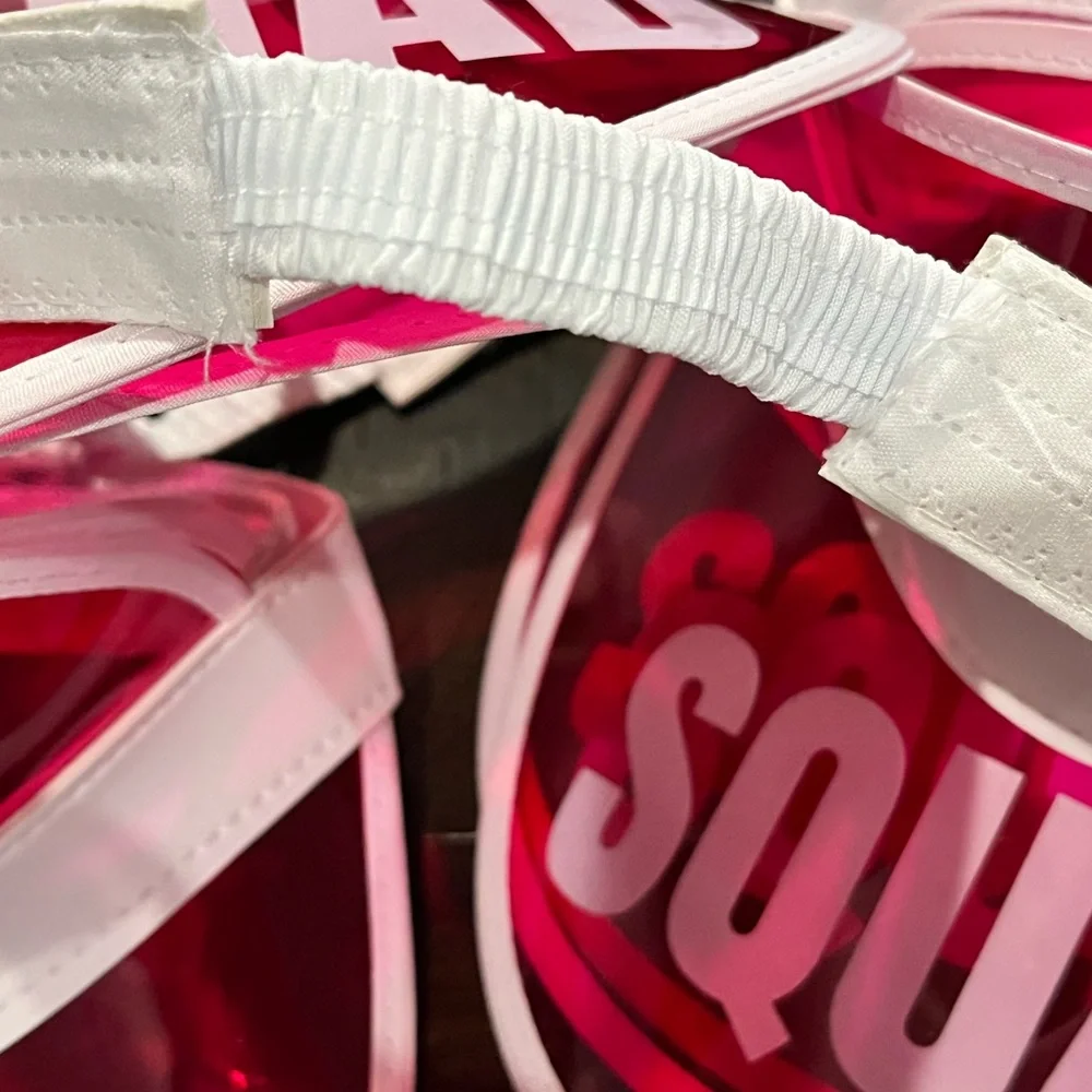 Pink and White 'Squad' and 'Bride' Party Visors lot of 10 Bachelorette party